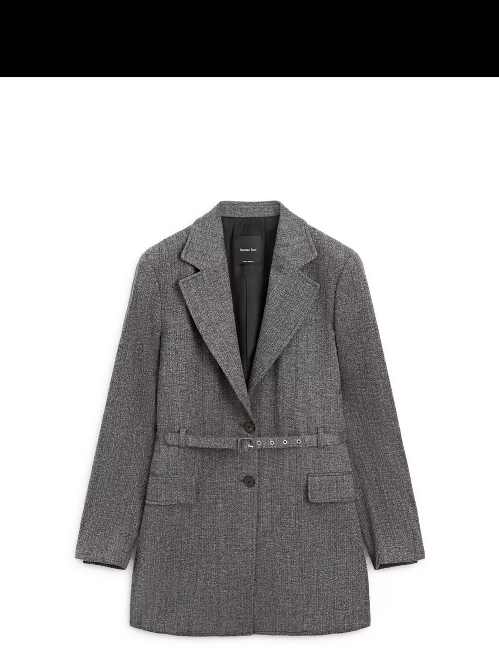 Massimo Dutti Gray Tailored Belted Blazer